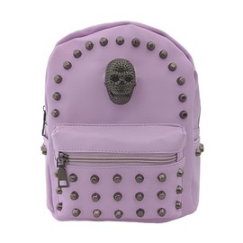 GOTHX Mini Gothic Metal Cross Stud Lilac Pastel Goth Backpack Rucksack | Small School Rock Bag