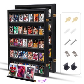 Card Display Case, 36 Graded Sports Card Display for Basketball Football Hockey Trading Cards with UV Protection Acrylic, Lockable Wall Display Frame (Vertical 2-Pack)