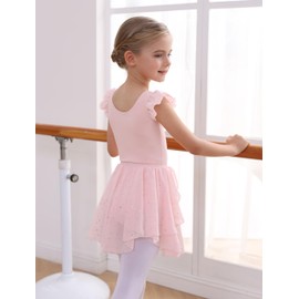 MdnMd - Falda de ballet tutú para niñas y niños pequeños, Rosa ballet (cintura elástica) (falda de lentejuelas), 2-4 Años