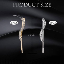 12 Pieces S Shape Crystal Hair Clips, Shiny Crystal Hair Clips, Pony Clips, Side Hair Clips, Girl's Hair Clips, Glittering Metal Hair Accessories for Women and Girls