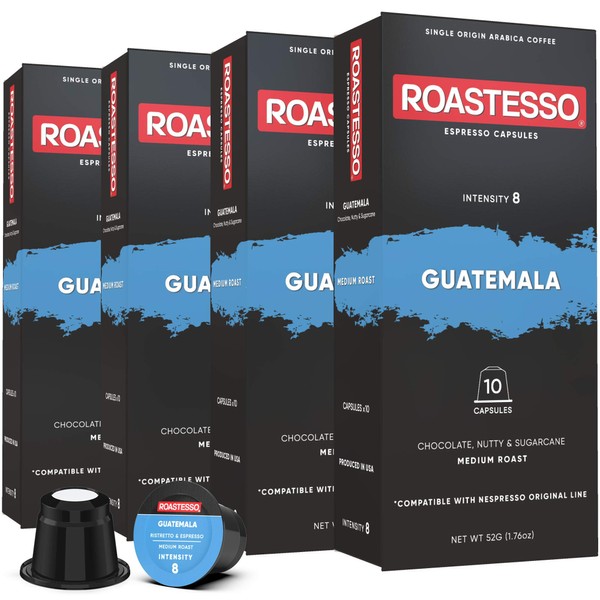 Roastesso - Espresso Coffee Capsules (Guatemala, 10 Count (Pack of 4))