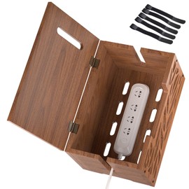 CILXGQLN Wooden Cable Management Box, Large Cord Hider Box & Cable Organizer Box for Power Strips, Electrical Cords, Desk & Floor Cables Suitable for Home & Office