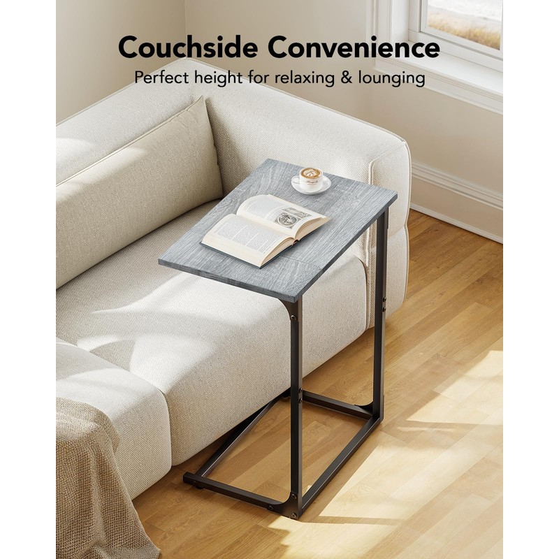 Pipishell C-Shaped Side Table, C-Table for Sofa, End Table with