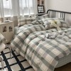 LifeTB Green Plaid Duvet Cover Queen Soft Cotton Grid Plaid