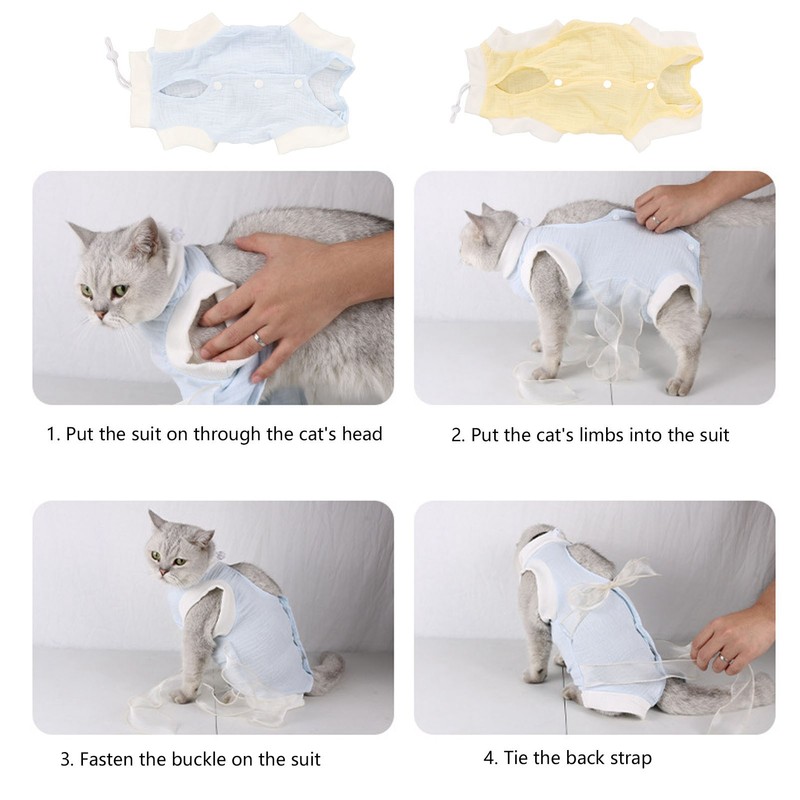 Cat Recovery Suit Breathable Prevent Licking Wound Protection Cat Postoperative