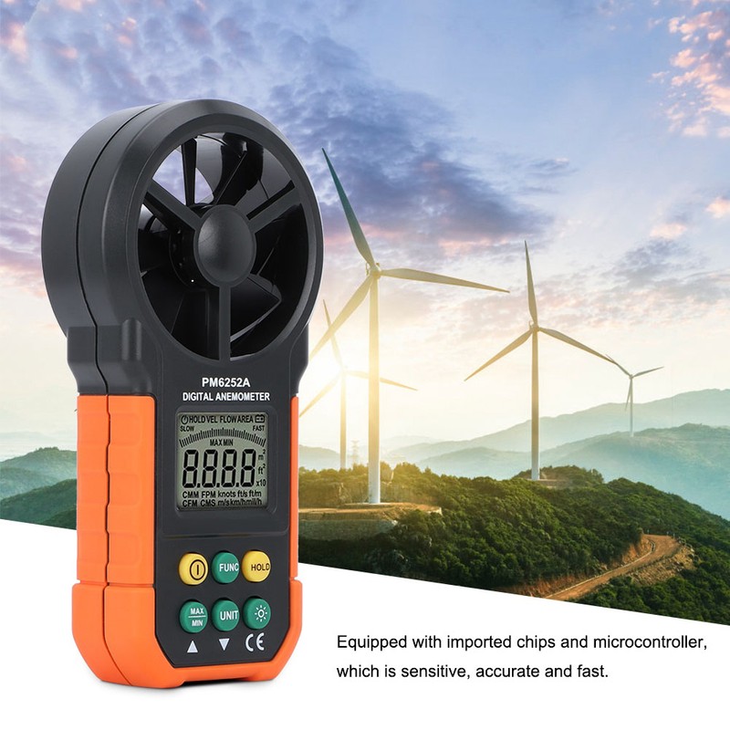 PM6252A Hand Held Digital Anemometer Wind Speed Meter Gauge Wind