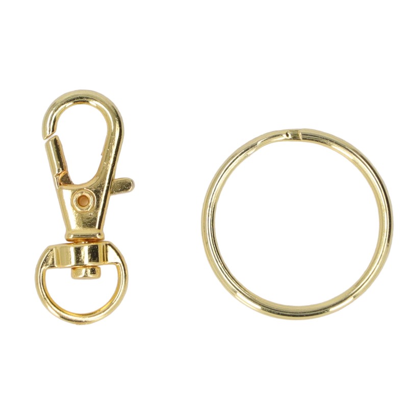 100PCS Gold Lobster Claw Clasp with Key Rings Rustproof Metal