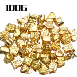 Golden Spacer Beads,100 Gram Large Hole Spacer Beads Metal Alloy Loose Beads Fit European Charm Bracelet for Jewelry Making Craft DIY