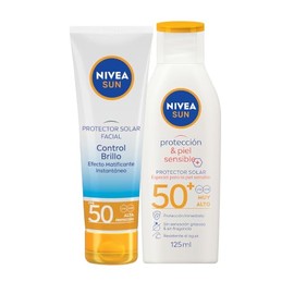 NIVEA SUN Protector Solar Facial Control De Brillo (50 ml), con Efecto Matificante de Larga Duración  SUN Protector Solar Corporal Protect  Sensitive 