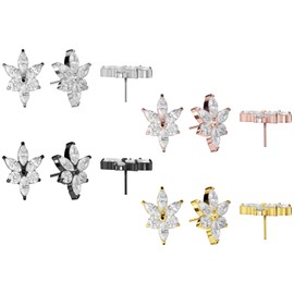 PIERCINGLINE Titanium Attachment with Push Pin Crystal Flower without Labret Stud Piercing Nose Ear Choice of Colours, Titanium