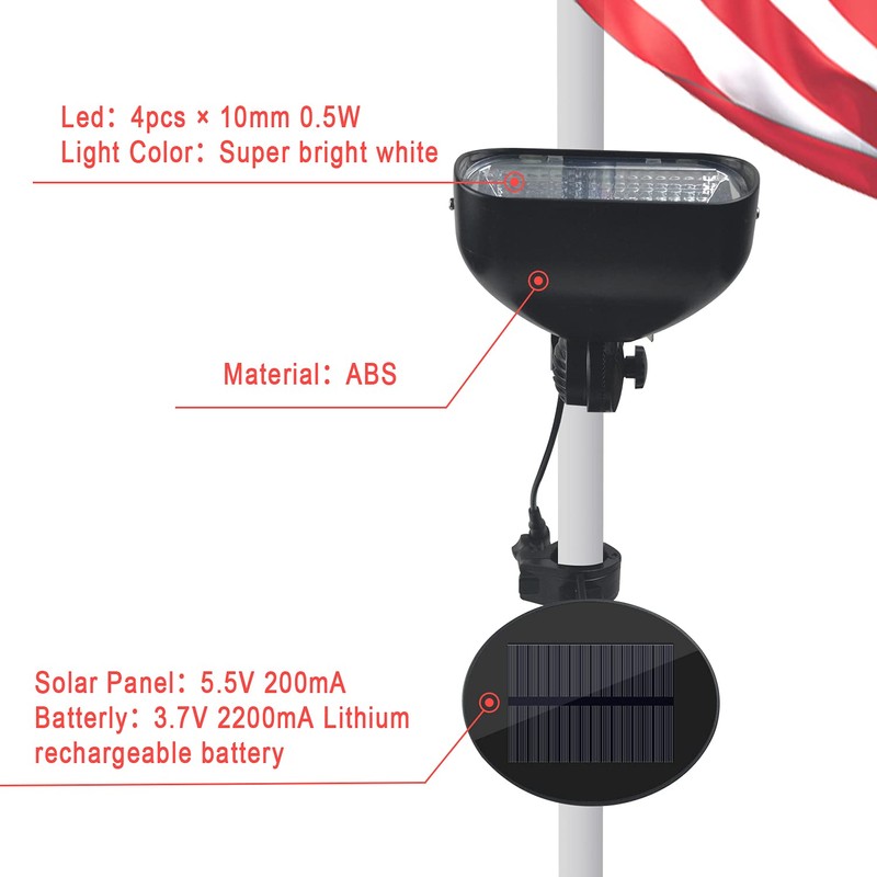 Flag Pole Light Solar Powered, Solar Flag Light fits 1’’