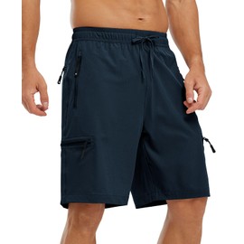 YSENTO Mens Hiking Cargo Quick Dry Shorts Lightweight Outdoor Walking Work Shorts with Zip Pockets(Navy,XL)