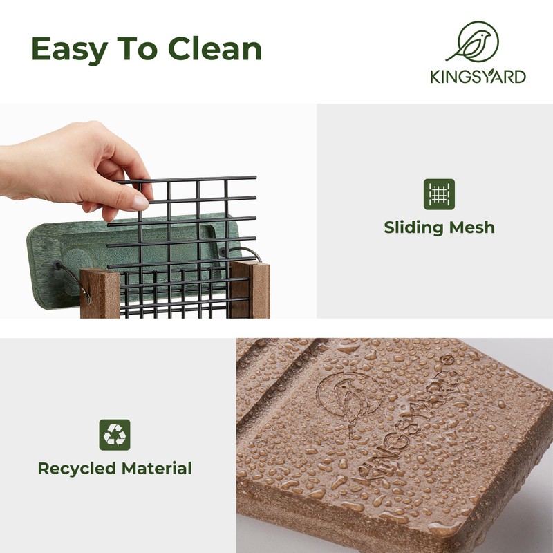 Kingsyard Recycled Plastic Suet Feeder, Tail Prop Suet Feeder for