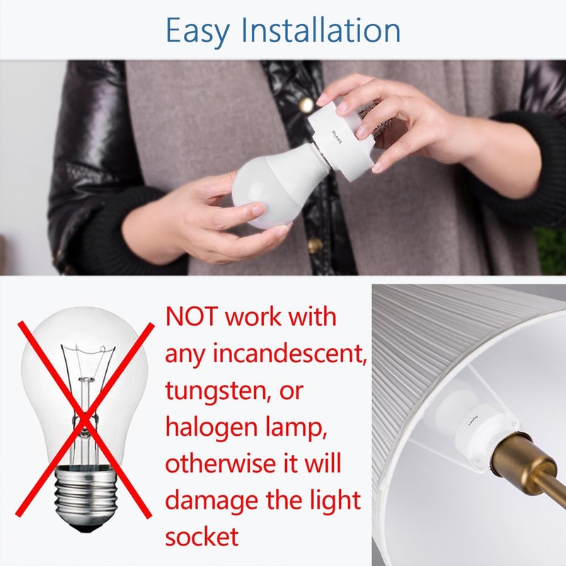 LoraTap Wireless Remote Control E26 Light Socket with Remote, 915MHz