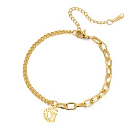 EUEAVAN Jewish Chai Bracelet Hebrew Letter Charm Classic Jewish Chai Token Jewish Inspired Name Religious Jewellery Women Men, Stainless Steel, No Gemstone