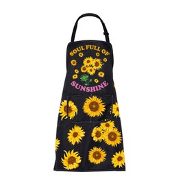 ENSIANTH Sunflower Apron with Pockets Sunflower Lover Gifts Soul Full of Sunshine Gardening Cooking Kitchen Chef BBQ Grill Apron (2486 Sunflower Apron)
