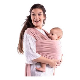 Mae Baby Rebozo Fular Elástico Bebé Feliz Portabebe Ergonomico Color Rosa Palo con Gorrito Bebé Set Fular elástico Talla UNITALLA