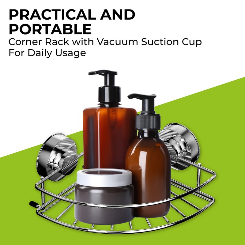 Blue Canyon Gecko Corner Rack, Shower Caddy with Vacuum Suction,