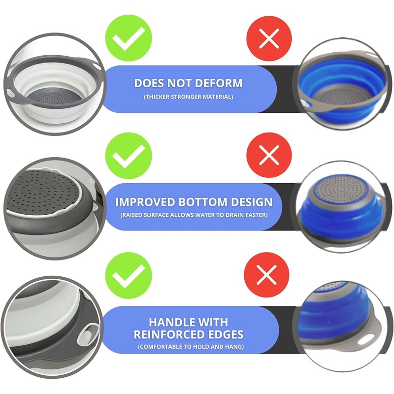 White Round Silicone Collapsible Colander – Silicone Round Kitchen Strainers