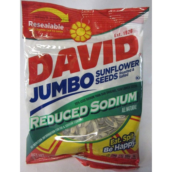 David's Sunflower Seeds Reduced Sodium 5.25 Oz (Pack of 12)