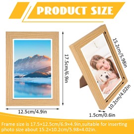 Vylro Pack of 2 Oak Picture Frames, 10 x 15 cm, Natural Wood Oak Thin Frame, Small MDF Frame, Photo Frame, Natural Slim, Small Picture Frame, Lrs Reading Aid for Bedroom, Office, Living Room