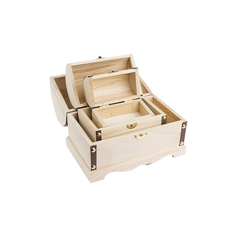 Ideen mit Herz Wooden Treasure Chests with Metal Clasp, Various