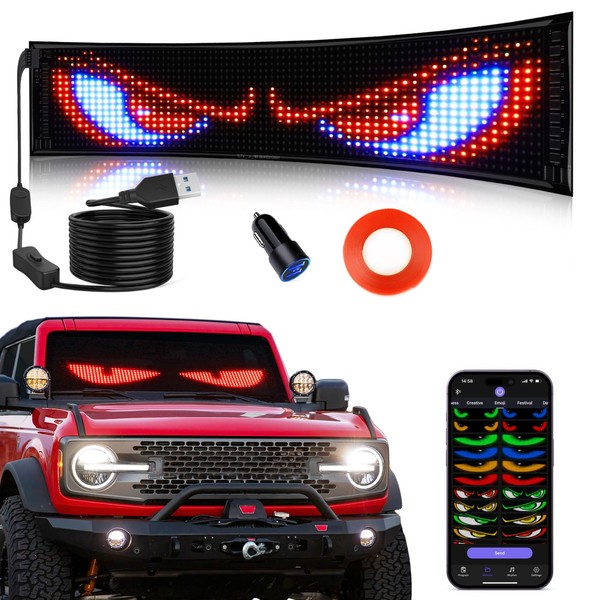 VDIKKS Synchronize Devil Eyes Light for Cars, 14.6”X3.6” Flex LED