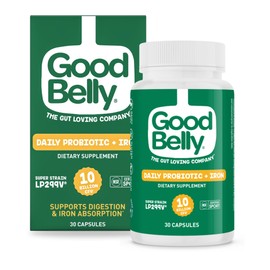 Suplemento probiótico GoodBelly para la salud digestiva, suplemento de hierro para mujeres, ayuda en digestión y absorción de hierro, caja de 30...   