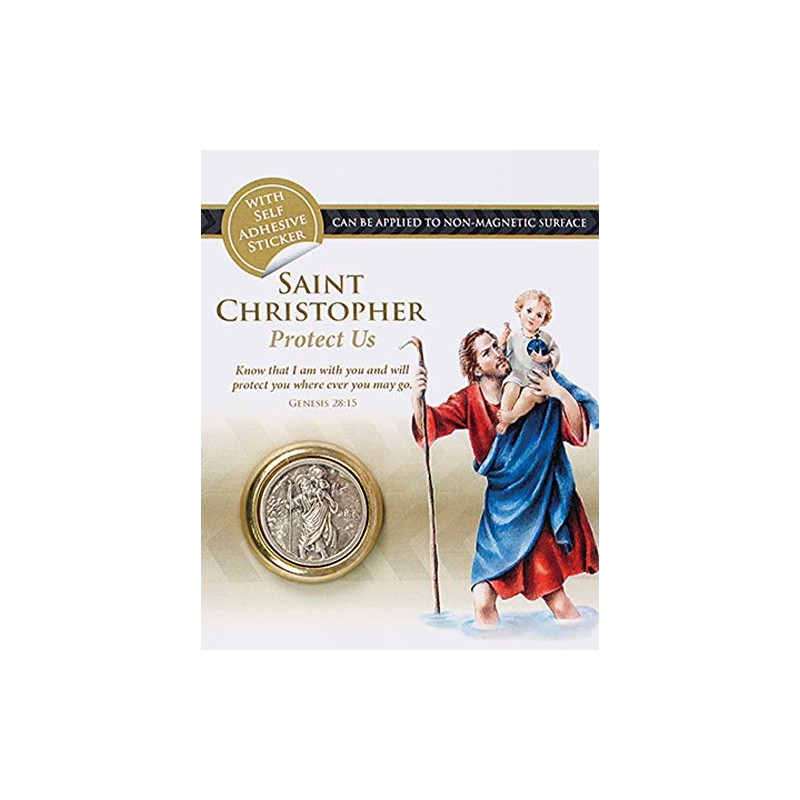 Saint Christopher Magnetic / Sticky Car Dash Plaque ~ Medal