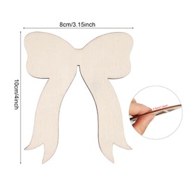 30 Pack 4 Inch Wood Bow Cutouts Unfinished Wood Bow Crafts Wooden Bow Hanging Ornaments DIY Bow Craft Gift Tags for Home Party Decoration