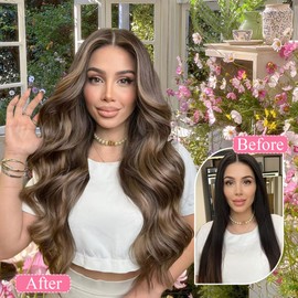 Tebelove Clip in Hair Extensions Real Human Hair 3.9oz/110g Clip ins 100% Human Hair Extension for Women 8pcs Per Set with 18 Clips Double Weft (22 Inch #2/6 Dark Brown to Chestnut Brown)