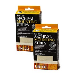 Lineco See-Through Archival Mounting Strips, 4 Inches, Acid-Free Hingeless Conservation, Safe for Photos Documents Fine Prints Artwork Craft DIY, Safe and Easy to Use (2 Sets - Pack of 2)