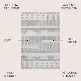 JONATHAN Y SNT100A-5 Kerstin Geometric High-Low Indoor-Area Rug, Farmhouse, Modern, Contemporary Easy-Cleaning,Bedroom,Kitchen,Living Room,Non Shedding, Cream/Gray, 5 X 8