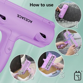 ACE2ACE Pet Hair Remover, Lint Roller, Lint Brush for Pet Hair, Reusable Lint Roller for Dog Hair and Cat Hair, for Sofa, Scratching Post, Carpet, Dog Bed, Cat Bed - Purple
