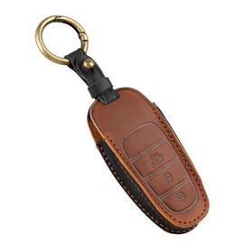 OFF WE GO Schlüsselhülle Cover Leder Autoschlüssel Hülle für Hyundai Tucson Nexo Santa Fe TM Ioniq 5 Sonata DN8 Schlüsselcover Auto Schlüssel Hülle Schutz Gehäuse, Braun