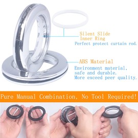 32 Pack Curtain Grommet, Inner Diameter 1-9/16"(40mm) Curtain Eyelet Rings Roman Ring grommet curtains grommets kit For casement eyelet tool Accessory (Light Silver)