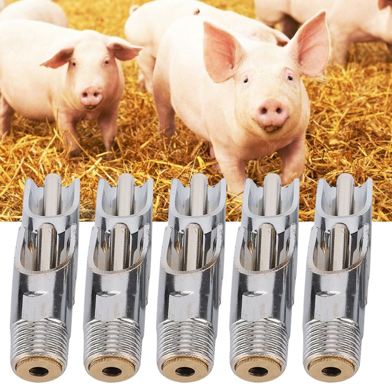 10Pcs Metal Duck Mouth Style Pig Waterer Pig Drinker Livestock