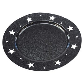 Decorative Plate Diameter 33 cm with Stars Black