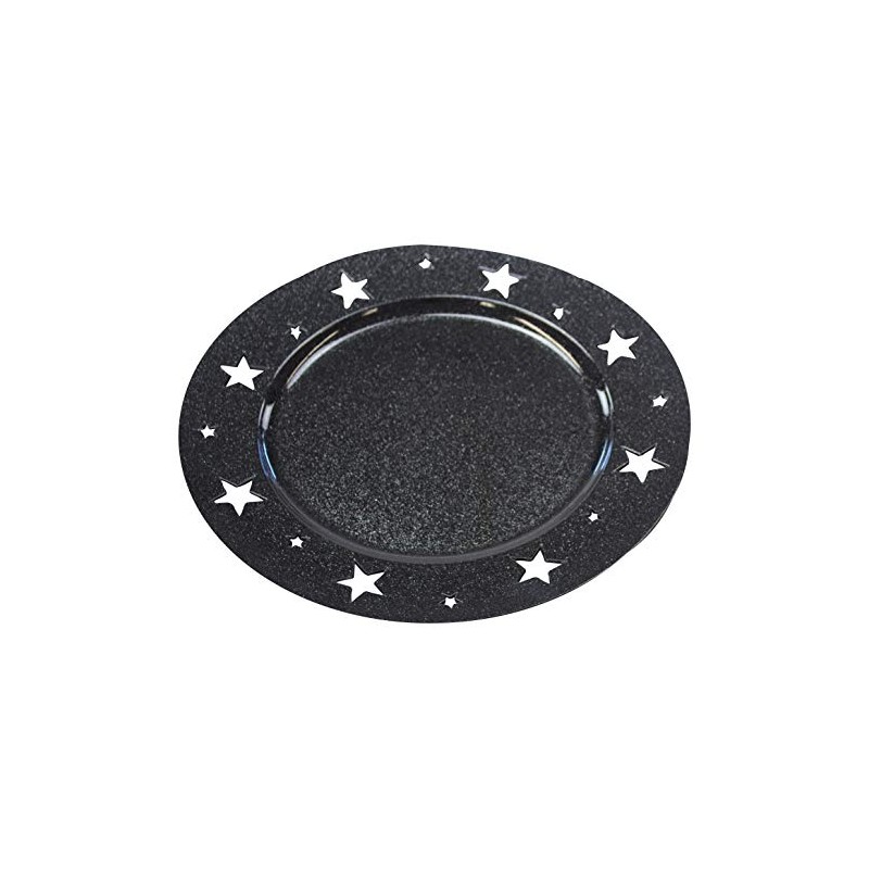 Decorative Plate Diameter 33 cm with Stars Black