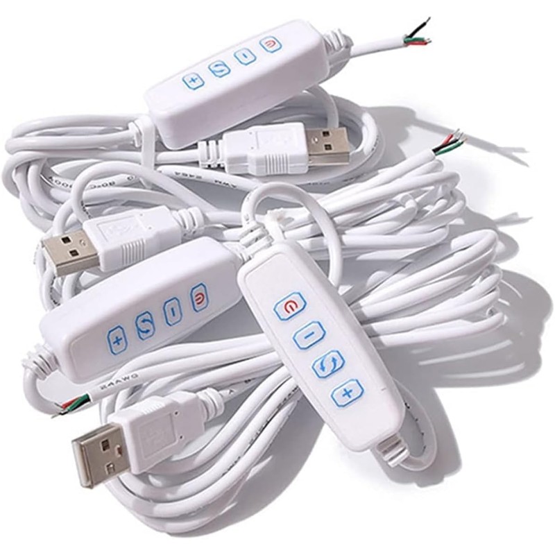 White DC5V USB LED Dimmer Extension Cable with On/Off Switch