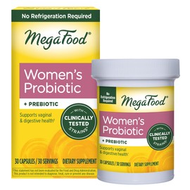 MegaFood MegaFood Womens Probiotic + Prebiotic - Gluten-Free Prebiotics and Probiotics for Women, Supports Digestive Health & Regularity, Vaginal Probiotics for Healthy pH Levels, Vegetarian - 30 Capsules