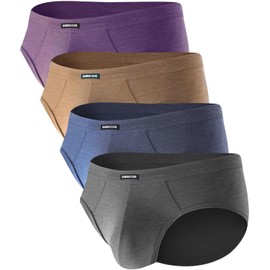 BAMBOO COOL Men's Tagless Briefs Coverd Waistband Comfort Soft Underwear with Contour Pouch Breathable Underpants, Multipacks