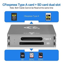 CFexpress - Lector de tarjetas tipo A y SD, doble ranura USB3.2 Gen2 10Gpbs tipo A CFexpress adaptador de lector de tarjetas USB C a USB C/USB A para CFexpress tipo A/SD, compatible con