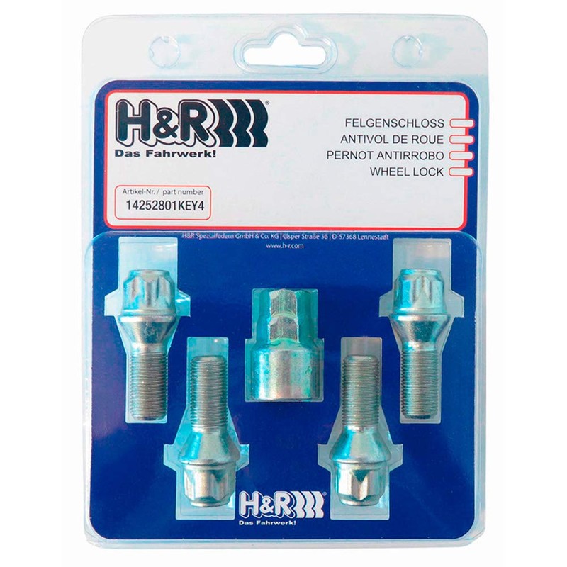 H&R 1252601KEY4 Rim Lock – Set of 4 Cone 60
