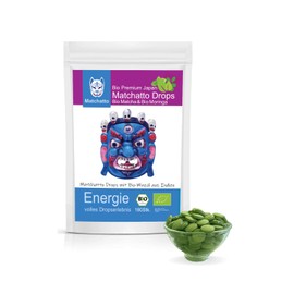 Matchatto Matcha tea pellets with mint, 45 pieces, pressed matcha tea as a wake-up in small drops, vegan, natural and produced in Germany