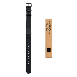 Archer Watch Straps - Seat Belt Weaved Nylon Military Style Watch Strap (Black, Matte Black, 22mm)