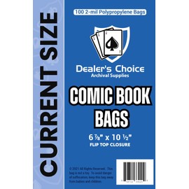 Gemini Premium Comic Book Bags (Current/Silver) | 1000ct Current Size Comic Book Sleeves (6 7/8" x 10 1/2") | 2-mil Polypropylene, Acid-Free, 1-1/2" Fold Over Flap, Enhanced Clarity and Protection