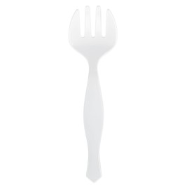 Restaurantware-Cater Tek 8.5 Inch Large Serving Forks, 10 Disposable Serving Utensils - 4 Prongs, Comfortable Handle, White Plastic Forks, Serve Hot And Cold Food, For Buffets, Banquets, And More