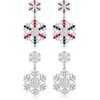 2 Pairs Christmas Dangle Earrings Rhinestone Pearl Snowflake Drop Earrings Xmas Dangling Earrings for Women Thanksgiving Xmas Jewelry (Crystal Snowflake A)