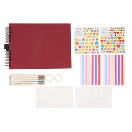 Baby Photo Album Keepsake Memory Book DIY Scrapbook Album Kit with Adhesive Tape Colorful Pen Wine Red